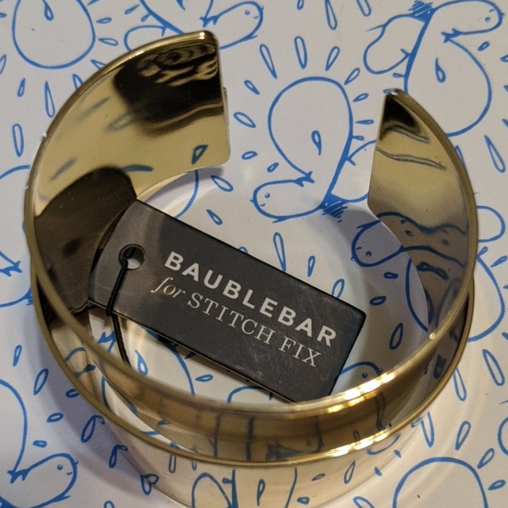 BaubleBar thick Gold Bangle Cuff Bracelet